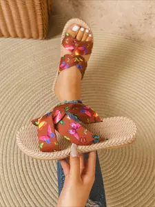 2026 Summer New Arrivals: Linen One-Strap Sandal for Women, Retro Bögen Style, Thick-Soled Outdoor Sandal.