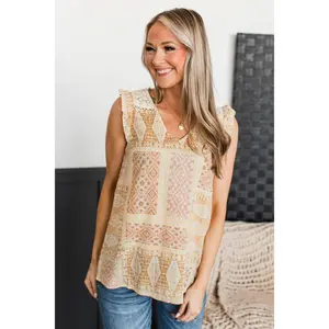 Found My Place Printed Tank Top- Natural