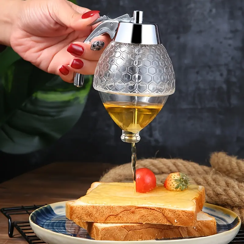 Diamond Acrylic Honey Squeeze Bottle Canister, Kitchen Push Type Condiment Bottle, Syrup Dispenser Oil Soy Sauce Vinegar Container, Kitchenware