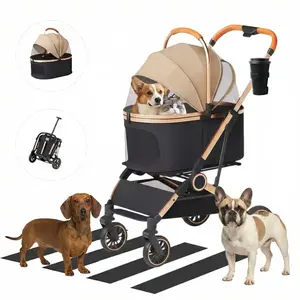 Detachable Basket Pet Stroller for Small/Medium Dogs & Cats, Premium Aluminum Frame 4-Wheel Foldable Travel Cart with Cup Holder and Repellent Device wheelchair