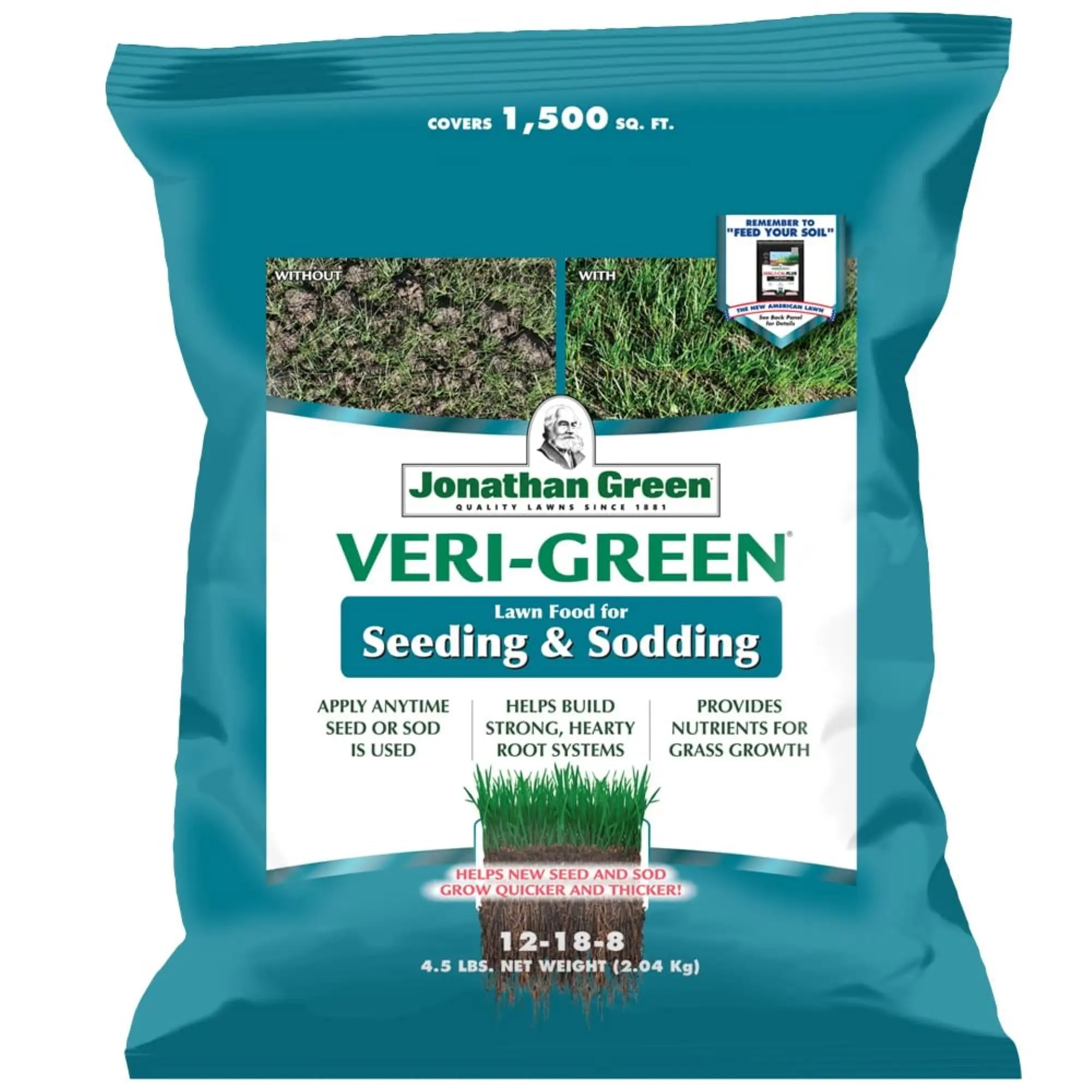 Jonathan Green VERI-GREEN Lawn Starter Food, 1500 sq. ft. Coverage, Phosphorus, Bagged Granules Fertilisers for All Grasses, Phosphorus Lawn Fertilisers, Bagged Lawn Fertilisers