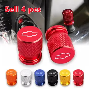 4pcs Car Wheel Tire Valve Caps, Car Accessories, Aluminum Material, Compatible with Chevrolet Models, Durable Air Stem Covers, Set of 4