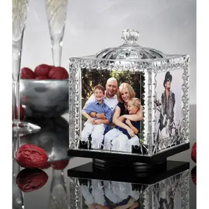 212 MAIN Godinger Dublin Series Revolving Photo Cube - Crystal-Enhanced Photo Display, Baby & Maternity Room Decoration, Baby Furniture Accessory, Gift-Ready Thoughtful Wedding Gift