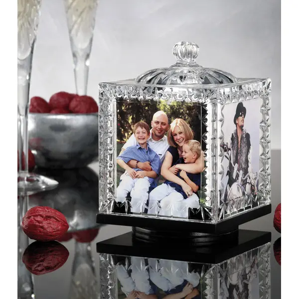 212 MAIN Godinger Dublin Series Revolving Photo Cube - Crystal-Enhanced Photo Display, Baby & Maternity Room Decoration, Baby Furniture Accessory, Gift-Ready Thoughtful Wedding Gift