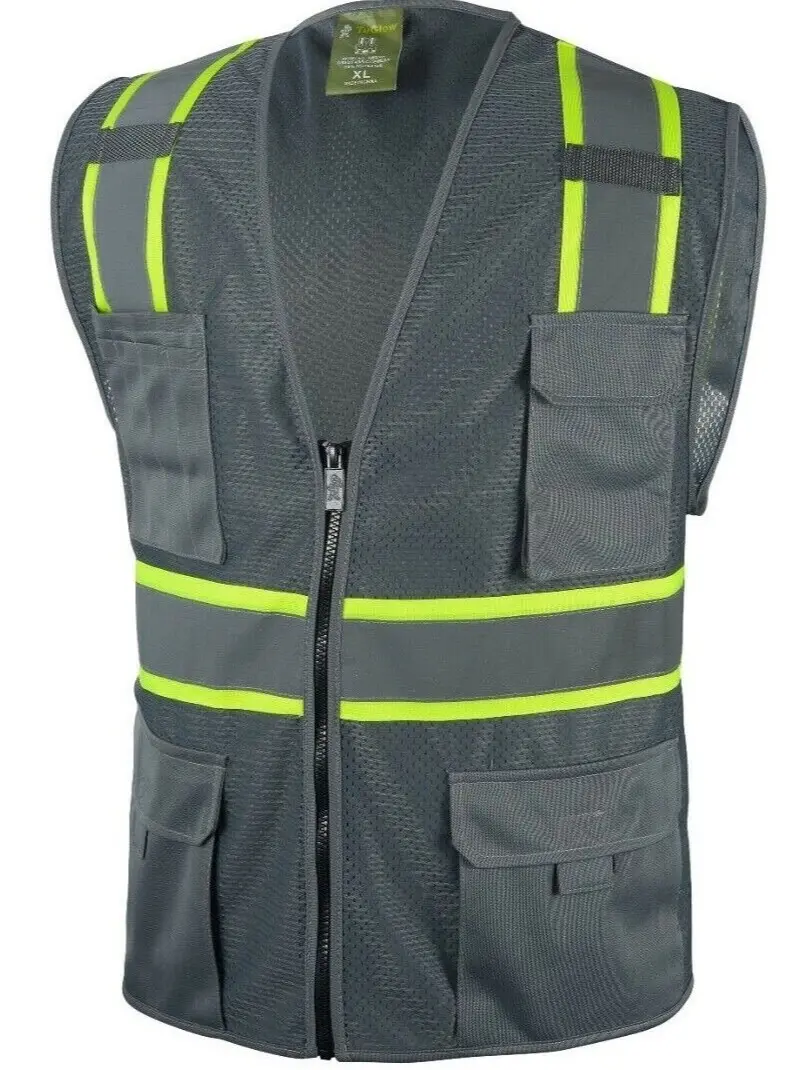 Grey Two Tones Safety Vest ,With Multi-Pocket Tool Grey Two Tones Safety Vest ,With Multi-Pocket Tool