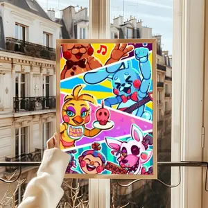 PIKPAKAFive N-Nights At Freddys Game Poster Effortless Style Upgrade HD Wall Art | Waterproof Peel & Stick Trendy Decor | Fade-Resistant Durable Style | Chic Home Gift for Any Space