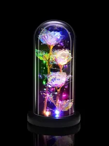 Glass Rose Flower - Christmas, Birthday Gifts for Women Mom Wife Girlfriend Her - Handmade Led Light Up Roses Flowers Womens holiday Gifts for Christmas, Anniversary, Wedding, Valentines, Mothers Day