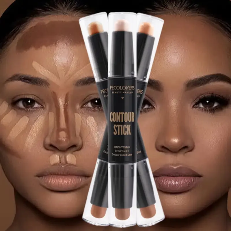 1pc Double-head Bronzer Contour Glow Seeker Highlighter Stick, Makeup Contour, Facial Contouring Makeup, Modify The Face Contouring V-face, Three-dimensional Nose Shadow, Waterproof and Sweat-proof, Multi-functional Contouring Stick, Bronzing Stick