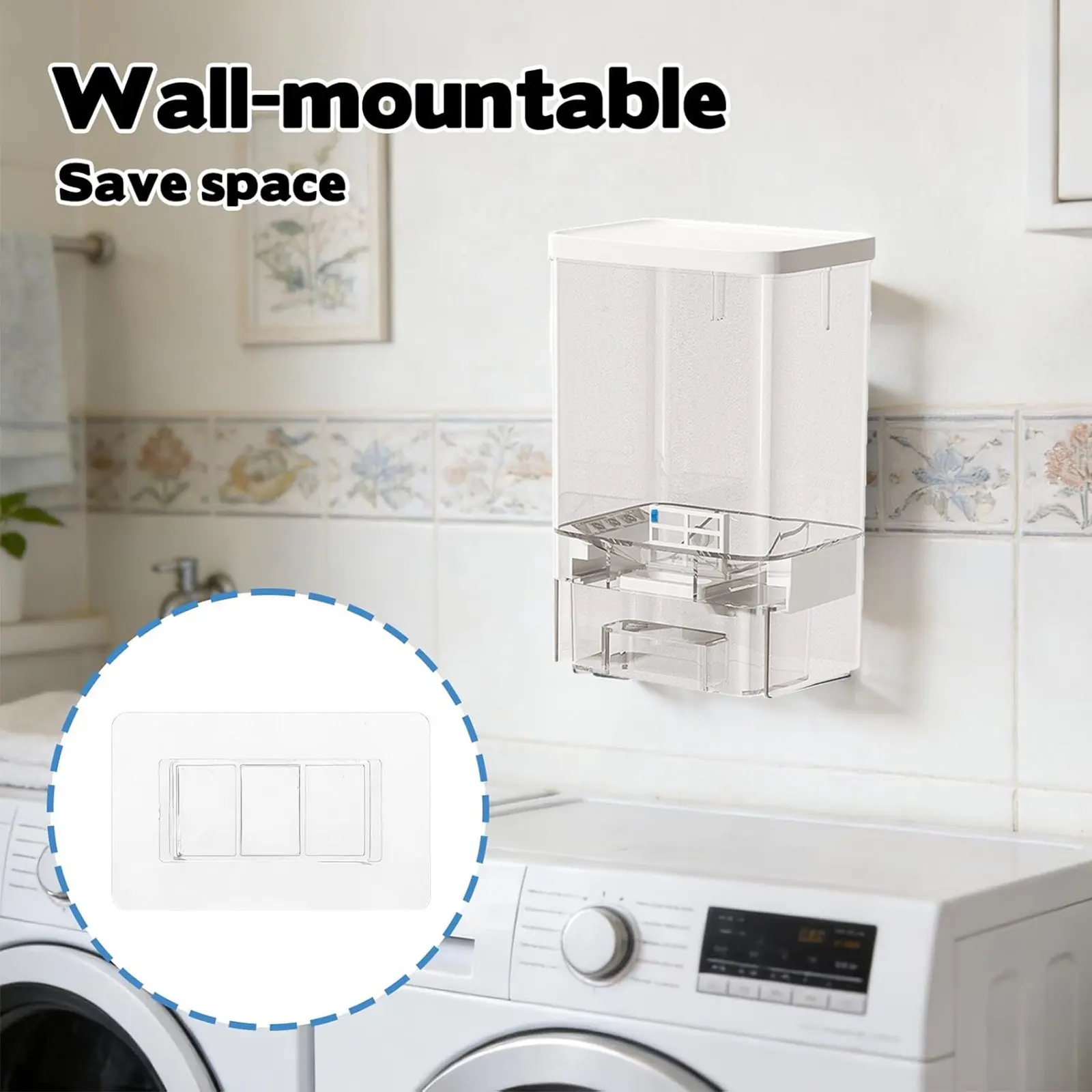 Laundry Detergent Dispenser Set Wall-Mounted Containers for Scent Booster Beads and Softener Beads Laundry Powder Dispensers Storage Organizer for Laundry Bathroom Dorm and Hotel