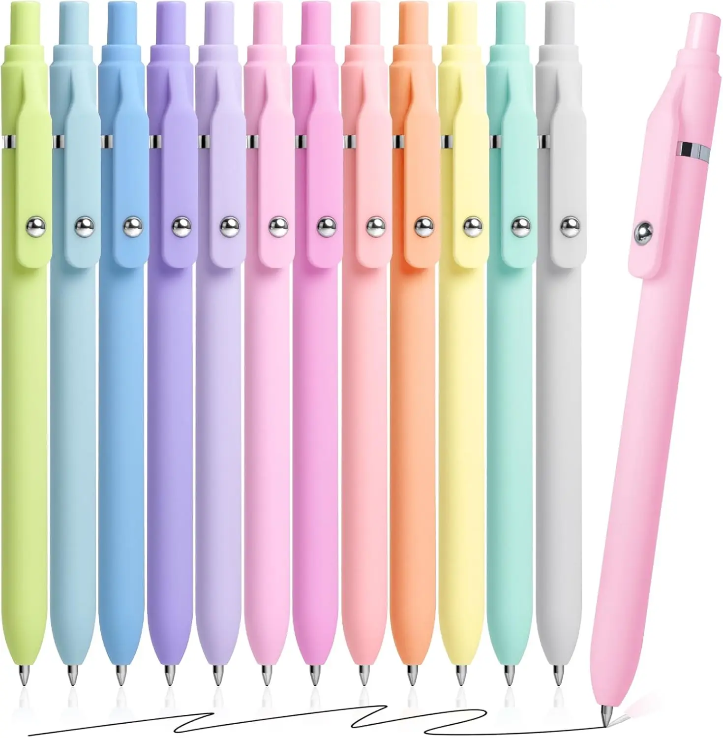 Gel Pens, 12 Pcs Black Ink Pens 0.7mm Medium Point| Quick Dry No Smudge, Smooth Writing, Retractable Cute Aesthetic Pens for Journaling Note Taking School Office Supplies