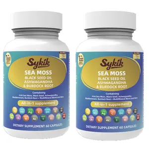 Sea Moss & Black Seed Oil Capsules – Irish Moss with Turmeric, Elderberry & Ashwagandha | Energy, Immune & Thyroid Support for Women & Men | 120 Capsules
