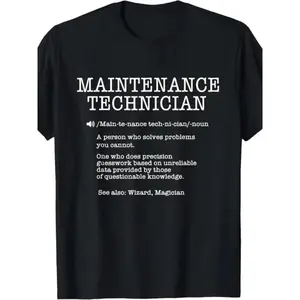 Humorous Maintenance Technician TShirt Featuring Mechanic Jokes and Black and White Print Perfect for Electricians Plumbers and HVAC Technicians AllSeason Casual Workwear Gift Idea