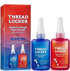 Thread Lock 50ml Blue and 50ml Red, Medium and  Strength Threadlocker, Fasteners Medium and High Strength Screw Compound to  Loosening &
