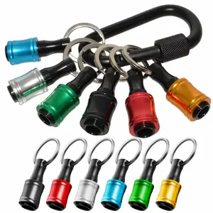 6 Color Drill Extension Bit Holder, 1/4inch Hex Shank Aluminum Alloy Screwdriver Bits Holder Extension Bar Drill Screw Adapter Change Keychain Portable