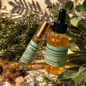 Frankincense & Myrrh Oil for Daily Aromatherapy Massage and Spiritual Self-Care Rituals - Wellness