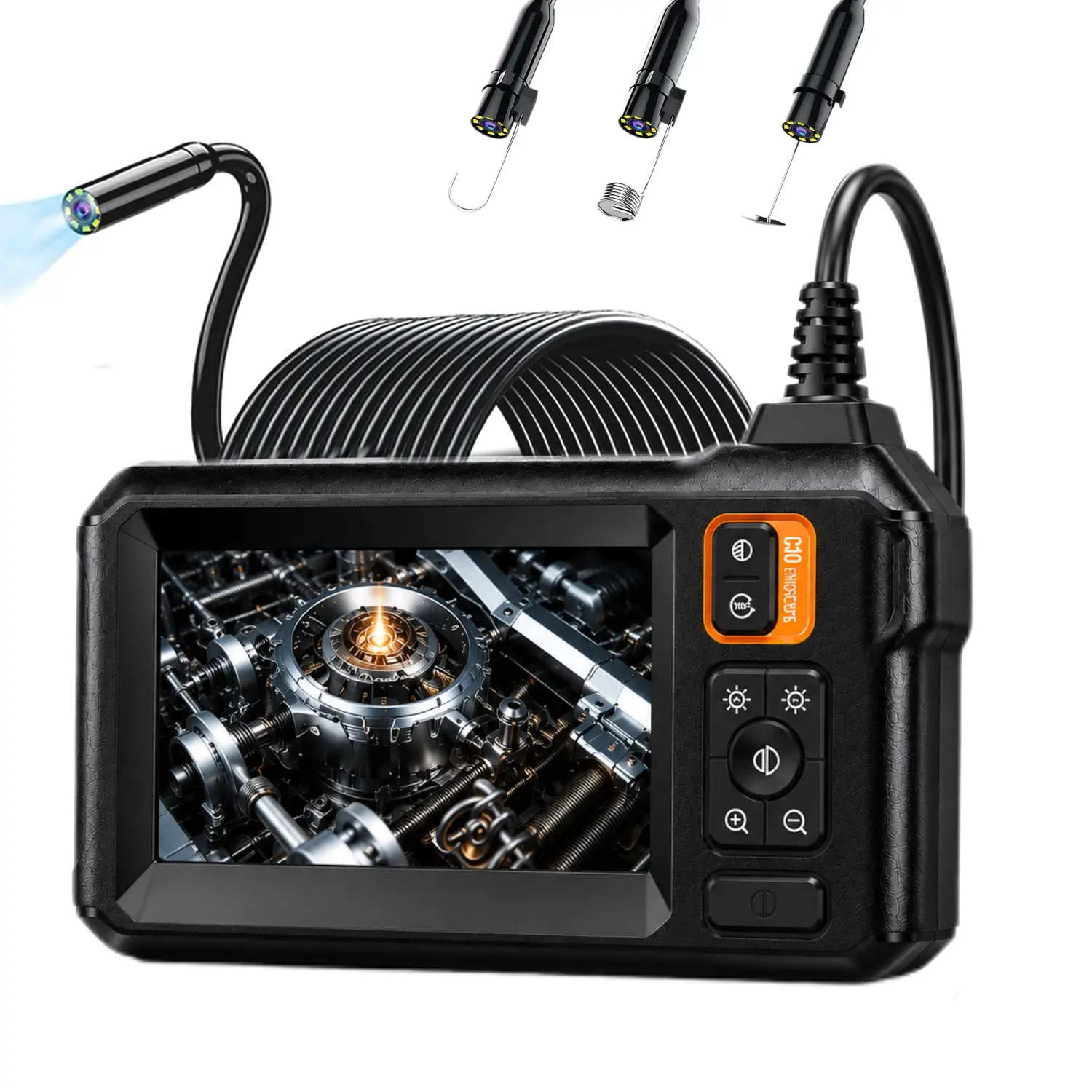 16.5FT Borescope Camera with Light, 4.3" HD Screen, Waterproof Endoscope with 8 LED Lights, Semi-Rigid Cable for Sewer, Drain, Pipe Inspection Plumbing Camera Sewer Repair