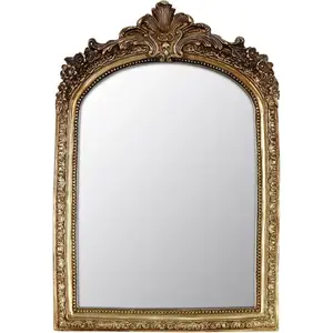 Vintage Gold Arched Mirror - 6.8x10 Inch Resin Frame, Small Decorative Wall or Tabletop Mirror for Bathroom, Bedroom & Entryway
