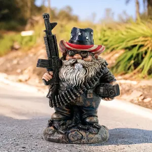 Garden Gnome With Gun, Gnome Soldiers Military Gnome Army Garden Gnome, Tactical Gnome Statue Garden Gnome Gun For Indoor Outdoor, Patio, Yard, Lawn Ornaments, Home Décor fake  flowers religious ornament home laundry room bouquet creative small gift
