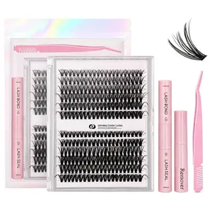 Mixed Length False Eyelashes, With Lash Bond, Lash Seal, Remover and a pair of tweezers,30D 40D Individual Lashes Mix Length 9-17mm,240 Pcs,Natural Eyelash Extensions, DIY Eyelashes Kit,Lashes Glue Extension, Cosmetic, Flawless Makeup Lightweight tiktoksh