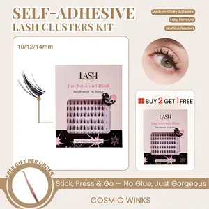 Lashterally Cosmic Winks Self-Adhesive Lash Clusters Kit Glueless Easy Apply Easy Removal Lightweight 110 Clusters 10mm/12mm/14mm Manga Style Beginner Friendly Makeup