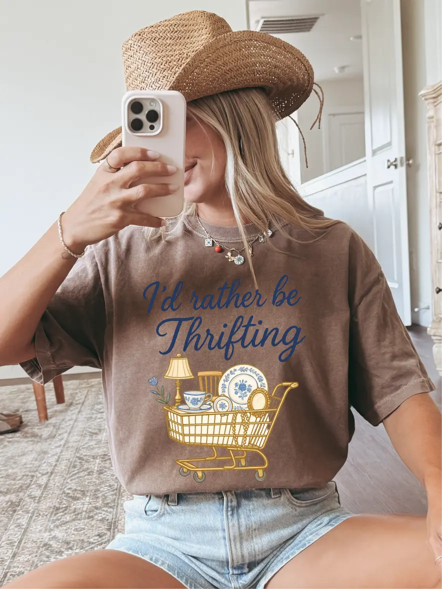 I'd Rather Be Thrifting ~ Unisex Short Sleeve CC Garment Dyed T-Shirt Printed in the USA
