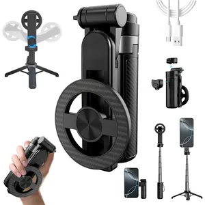 5-in-1 Magnetic Selfie Stick with Remote for Cell Phone 360° Rotation, Compact & Stylish, With wireless Bluetooth control, Magnetic Phone Holder for Selfies/Video Recording/Vlogging, Compatible with Most Phone Modes