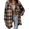 Dokotoo Women's Flannel Hooded Plaid 2026 Shacket Thick Coat Winter Coat for Warmth Button down Warm and Fuzzy Fleece Jacket
