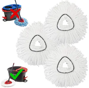 (18holes) 3 Pack Mop Replacement Heads Compatible with O Ceda 1-Tank System Mop Replace Head EasyWrin Spin Mop Heads Replacements, Microfiber Mop Refills, Easy Cleaning Mop Head Replacement  White