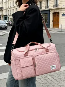 Personality classic niche fashion  one-shoulder messenger bag, portable diagonal three-dimensional messenger bag, niche design sports fitness travel bag, simple classic design, suitable for daily travel Quilted Travel Bags.