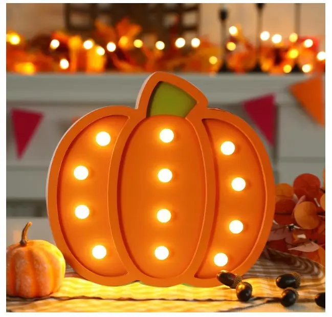 FestalMart Fall Decor-Fall Decorations for Home-Light Up Wooden Pumpkins- Handmade Pumpkins with Light for Thanksgiving Halloween Home Kitchen Tabletop Decor