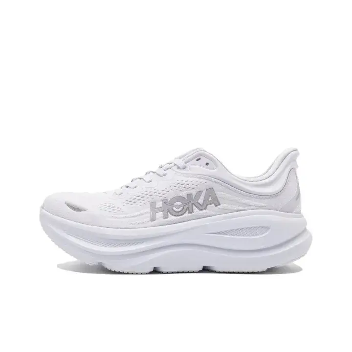 All-White Max-Cushion Running Shoe with Engineered Mesh Upper, Meta-Rocker Geometric Midsole