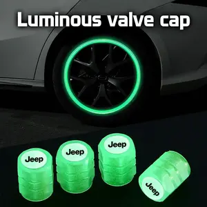 4Pcs Car Luminous Tire Valve Caps Tyre Fluorescent Accessories For Jeep Grand Cherokee Wrangler JK Gladiator Compass Renegade Wagoneer Avenger Recon Patriot Liberty Commander Trailhawk