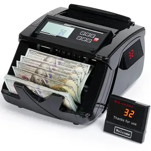 Professional Money Counter Machine with UV/MG/IR/DD Detection, High-Speed 1000 Bills per Minute, USD and EUR Support, External LCD Display,Black