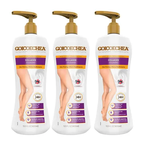 Goicoechea Collagen Elastin Skin Firming Body Lotion (3 Pack, 13.5 oz) - Women's Body Care Moisturizer with Red Fruit Extracts, 24H Hydrating, Daily Tightening, Even Skin Appearance in Varicose Veins Areas, Collagen For Women