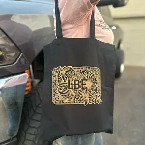 Lead By Example Tote Bag - Black Tote with Copper Text