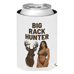Big Rack Hunter Beer Can Cooler – Hunting & Outdoor Party Drink Sleeve, Funny Deer Buck design Neoprene, Fits Most 12-16oz Cans