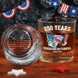 America 250th Anniversary Patriotic Crystal Whiskey Glass America 250th Anniversary Patriotic Crystal Whiskey Glass