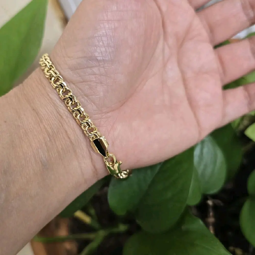 Chino Linck Bracelet 8" 6.5mm - Gold Plated Chain Link Design for Men and Women