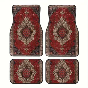 ‌2025 Trendy Antique Persian Car Carpets Set of 4 Non Slip Floor Mats Luxury Auto Accessories for All Vehicle Types Easy Clean‌