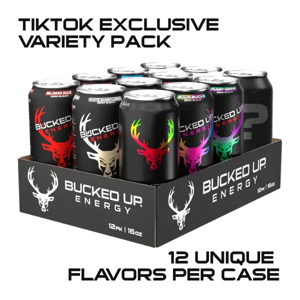 Bucked Up Variety Energy Drink 12-Pack - 12 Flavors, Zero Sugar, Zero Calories - TikTok Exclusive Bucked Up Variety Energy Drink 12-Pack - 12 Flavors, Zero Sugar, Zero Calories - TikTok Exclusive