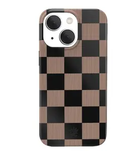 Velvet Caviar Mocha Vibe Checkered iPhone Case – Trendy MagSafe Compatible Protective Phone Case