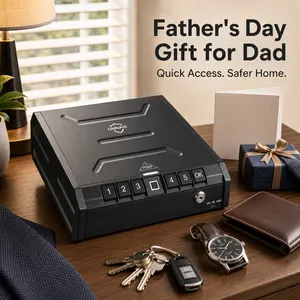 Father’s Day Gift for Dad - ONNAIS Iron PRO Smart Biometric Safe Box, Quick-Access Fingerprint Lock with Keypad, USB-C Emergency Power, Nightstand & Home Security Safe