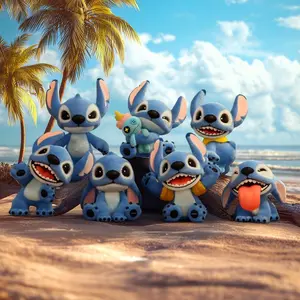 Disney Lilo & Stitch Collection Fluffy Adventure Velvety Surprise Box Hawaii Holiday Style Adorable Figure Decor for Bedroom Desk Gift for Kids & Students Valentine Gift for Girlfriends Summer Vibes