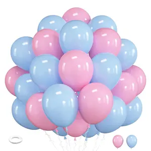 5/10inch Light Blue Pink Party Balloons, 30/50pcs Pastel Blue Pink Latex Balloons with Ribbon, Balloon Garland, Balloon Set, Great for Birthday Gender Reveal Baby Shower Wedding Anniversary Bridal Engagement Princess Party Decoration Supplies