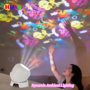 Seven-Color Rotating Projection Lamp, Rechargeable LED Light Touch Control, Snowflake Ocean 16 Patterns Christmas Halloween Stage Laser Projector, USB Powered Light Decoration Projector