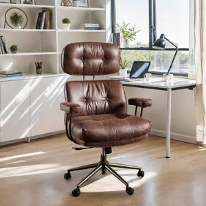 Ergonomic Office Chair, Big & Tall Suede Desk Chair with Adjustable High Back, Lumbar Support, Swivel & Rocking Functions