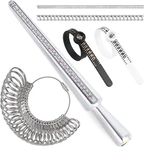 Ring Sizer Measuring Tool Kit – Metal Ring Mandrel Stick & Finger Gauge Set | US Ring Sizes 0-13, Finger Sizes 1-17 for Accurate Ring Measurement