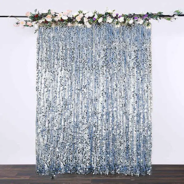 Dusty Blue Big Payette Sequin Drape Curtain - 8ftx8ft Wedding Backdrop, Party Background Decoration, Photo Studio Backdrop for Festive Banner Use