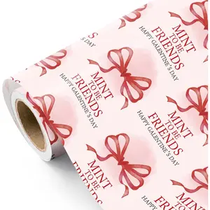 Funny Valentines Day Wrapping Paper Roll - Mini Roll - 17 Inch x 16.5  - Bow and Mint to Be  Happy Galentine's Day Wrapping Paper for Girl, Women, Anniversary, Wedding