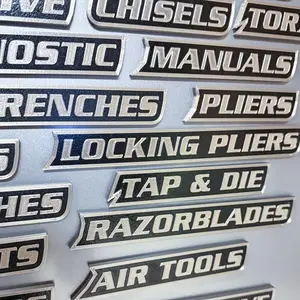 12 Pack Magnetic Toolbox Labels, 3D-Printed Tool Box Labels, Reusable Tags for Steel Toolboxes, Carts, Drawers, and Cabinets